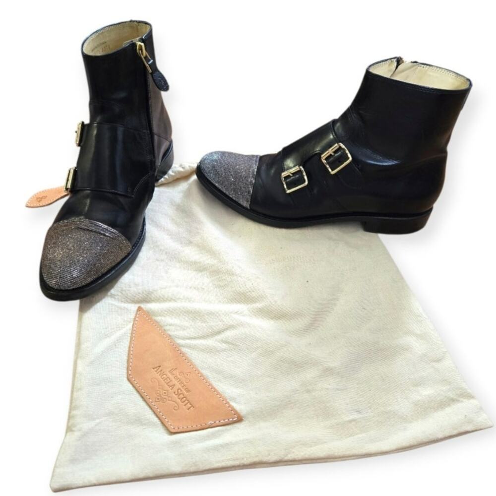 The Office of Angela Scott Mr. Dean Double Monk Strap Boot Black EU 38 US 8 - Picture 2 of 9